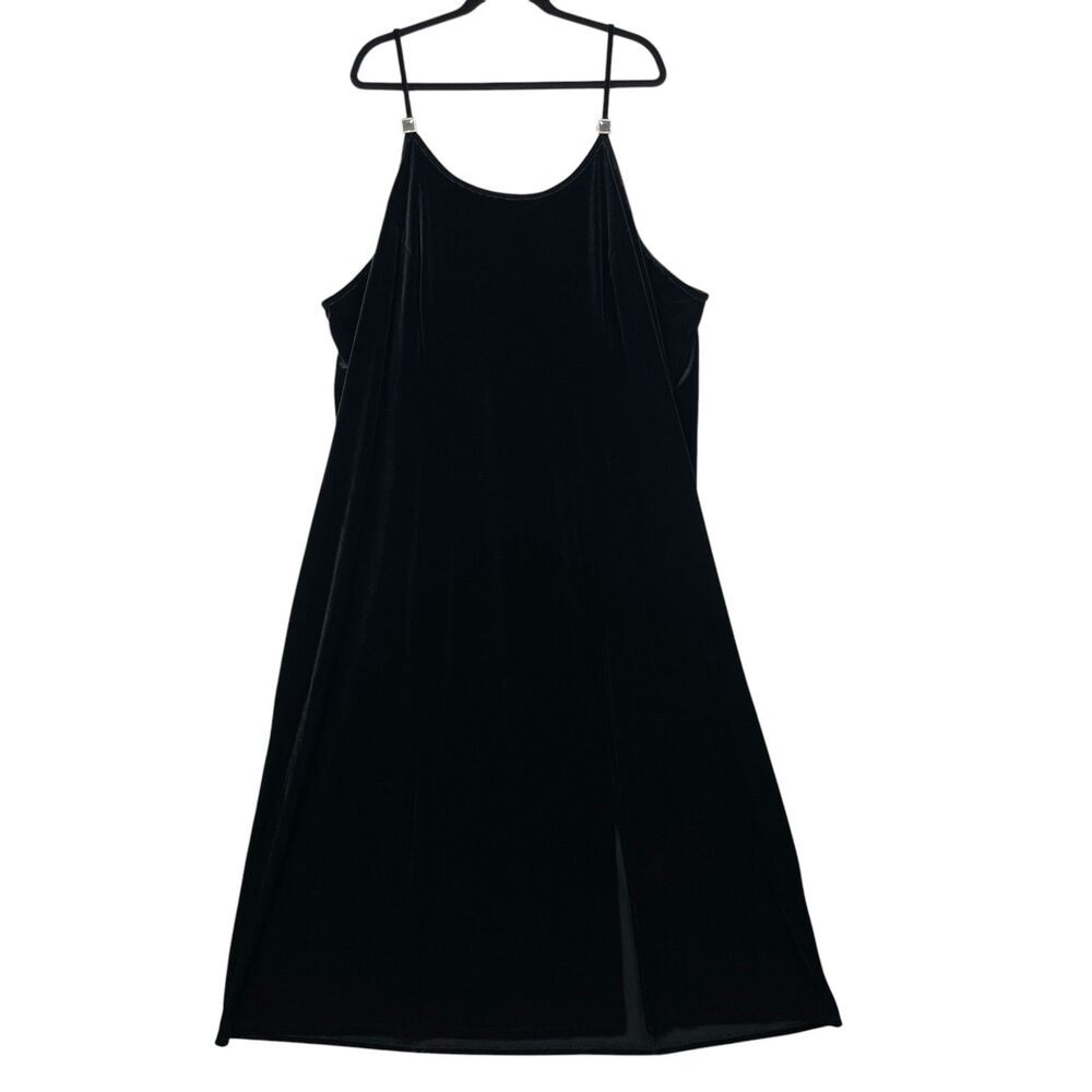 Cacique Women’s Black Velvet Slip Dress Plus Size  26/28 Spaghetti Strap